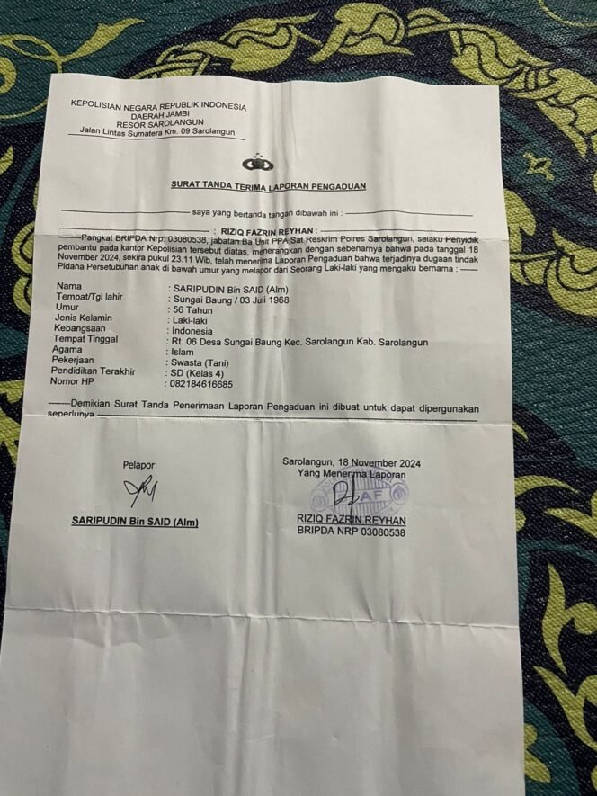 
					Kasus Dugaan Kekerasan Seksual terhadap Anak di Sarolangun: Keluarga Korban Menuntut Keadilan,Polres sarolangun lalai