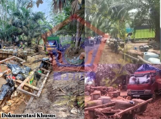 
					Waw! Pok Pok An Minyak Hasil Ilegal Drilling Milik U/E Menganggu Aktivitas Jalan Umum Di Senami Batanghari