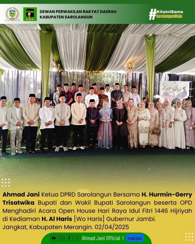 
					Ahmad Jani Ketua DPRD Sarolangun Hadiri Open House di Rumah Pribadi Gubernur Jambi Pada Lebaran Ketiga