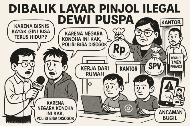 
					Dibalik Layar Pinjol Ilegal Dewi Puspa: Dari Manado ke Jambi, Uang Miliaran, Ancaman Bugil, dan Negara Konoha