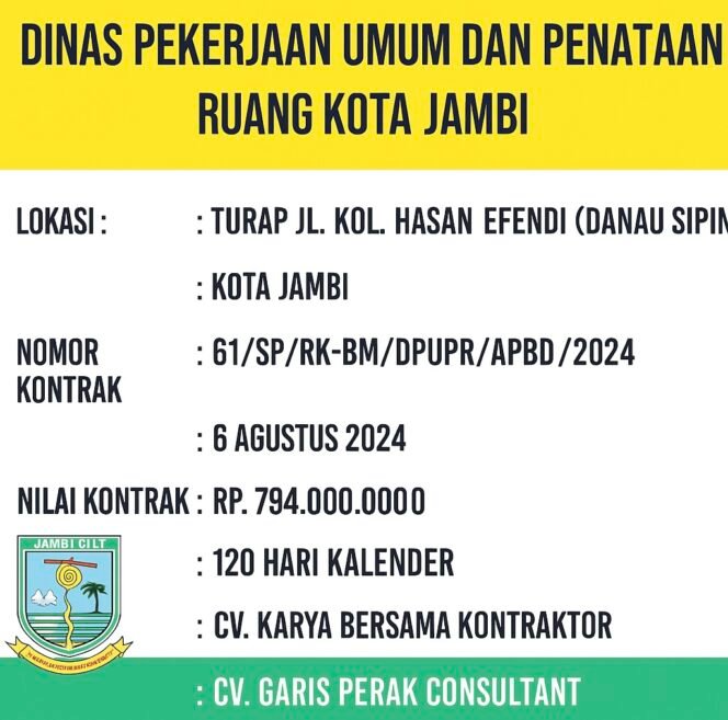 
					Indikasi Korupsi Proyek Turap 15 Meter Senilai Rp794.000: PUPR Kota Jambi dan CV Karya Bersama Diminta Segera Diperiksa!