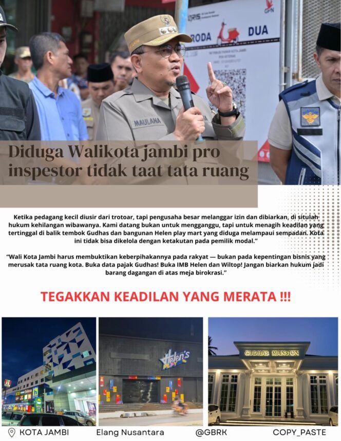 
					APPTK Gugat Walikota Jambi: Desak Penegakan Hukum yang Adil dan Setara Terkait Bangunan Pelanggar Aturan Tata Ruang