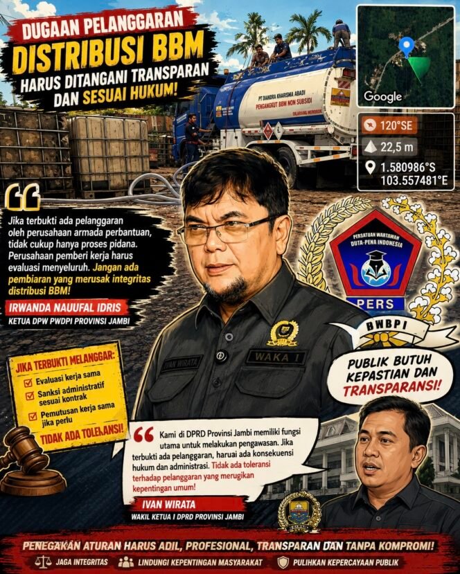 
					Polemik Mobil Tangki PT Diandra: Waka I DPRD Jambi Dorong Pertamina Evaluasi dan Sanksi Jika Terbukti