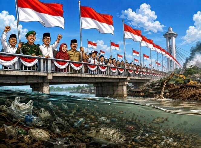 
					Kontradiksi Pengibaran Bendera di Gentala Arasy, Irwanda: Jangan Terjebak Seremoni, Penderitaan Terjadi di Sepanjang Sungai Batanghari