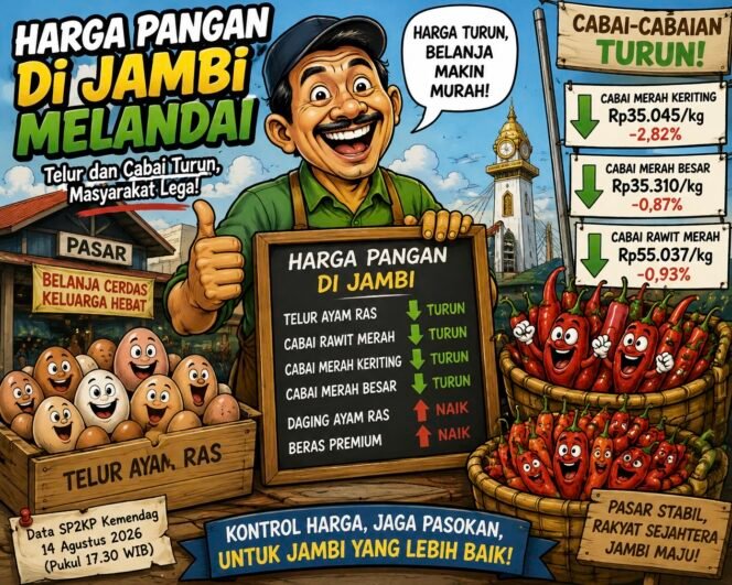 
					Harga Pangan di Jambi Mulai Melandai, Telur dan Sejumlah Komoditas Cabai Turun