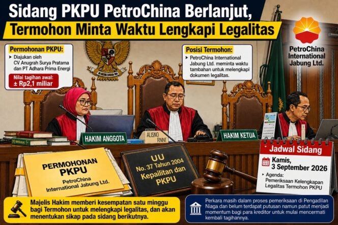 
					Sidang PKPU PetroChina Berlanjut, Termohon Minta Waktu Lengkapi Legalitas