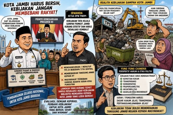 
					Kebijakan Sampah Walikota Kota Jambi Disorot, PWDPI Dorong Evaluasi dari Perspektif Hukum dan Etika Politik