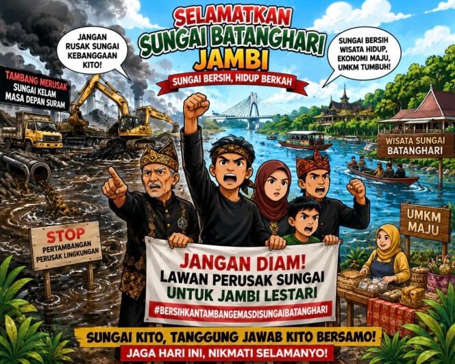 
					Gelombang Protes Warga Menguat, Masyarakat Jambi Desak Penyelamatan Sungai Batanghari dari Kerusakan Lingkungan